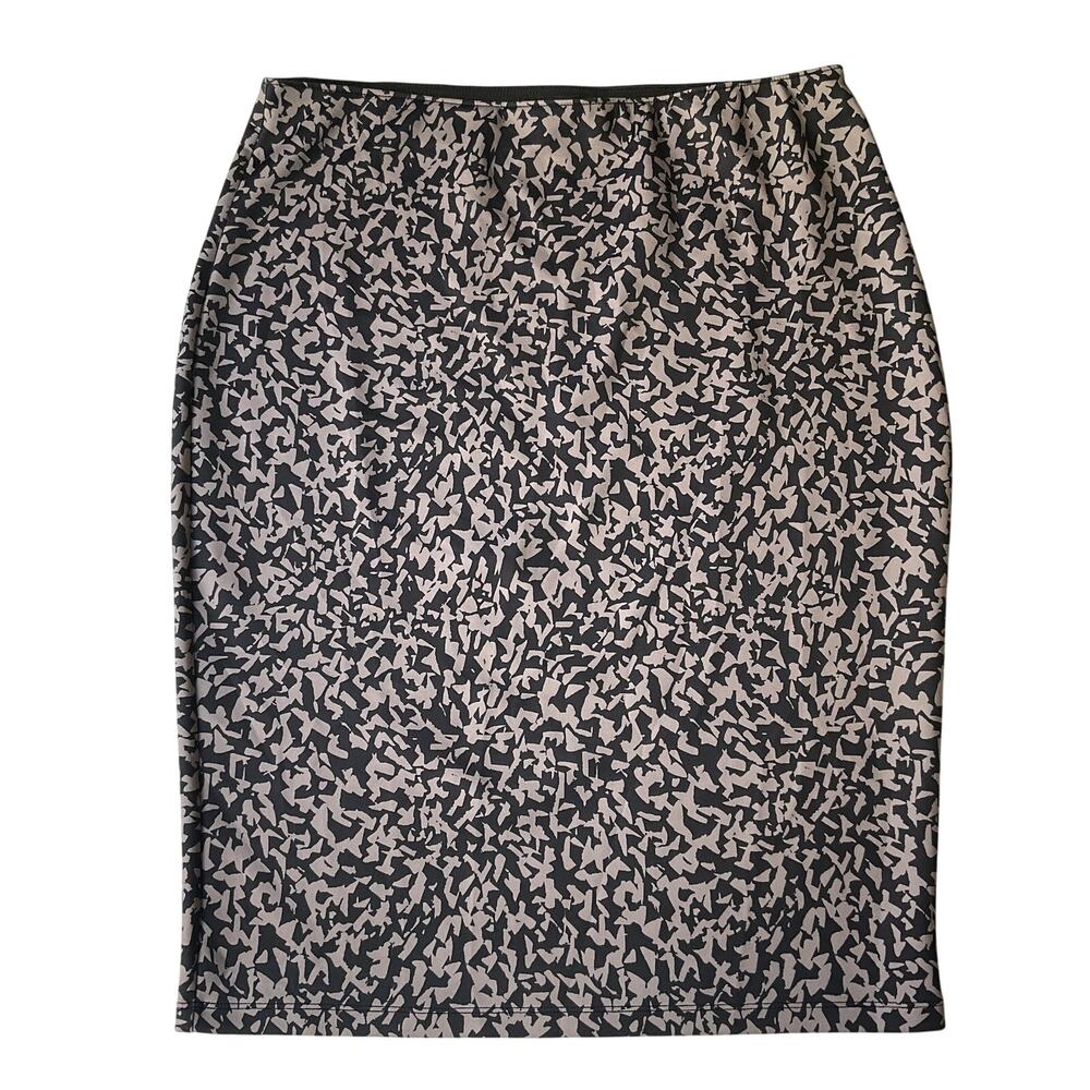 APT. 9 Women Pencil Skirt Size XL Black Geometric Knee Length Stretchy 34” Waist